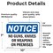 Signmission No Guns Knives Or Weapons On Premises OSHA Notice Sign, Vinyl Decal, 10in W x 7in L, 2PK OS-2PACK-NS-D-710-L-16135 - alternate 4